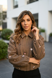 Lyra Coffee Sequin Jacket