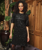 Glenda Black Sequin Dress