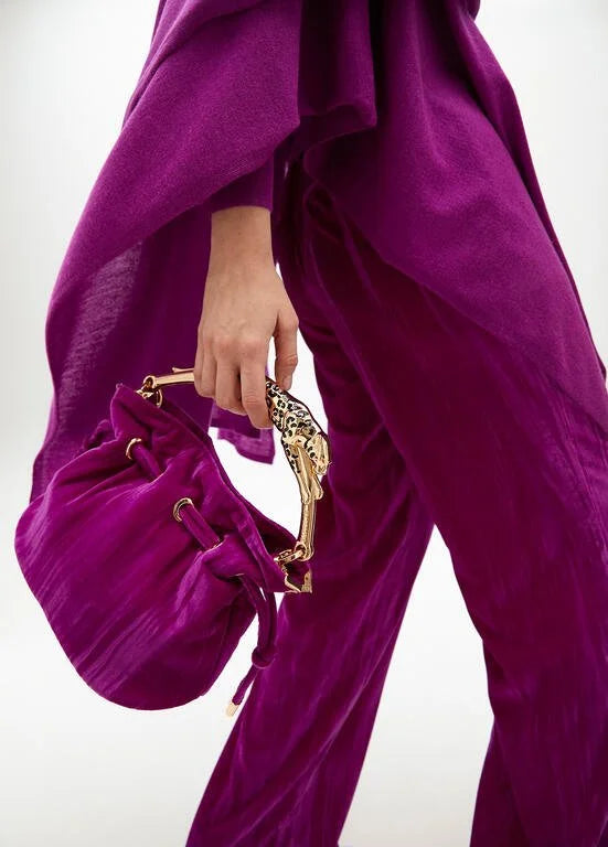 Cheetah Violet Velvet Bag