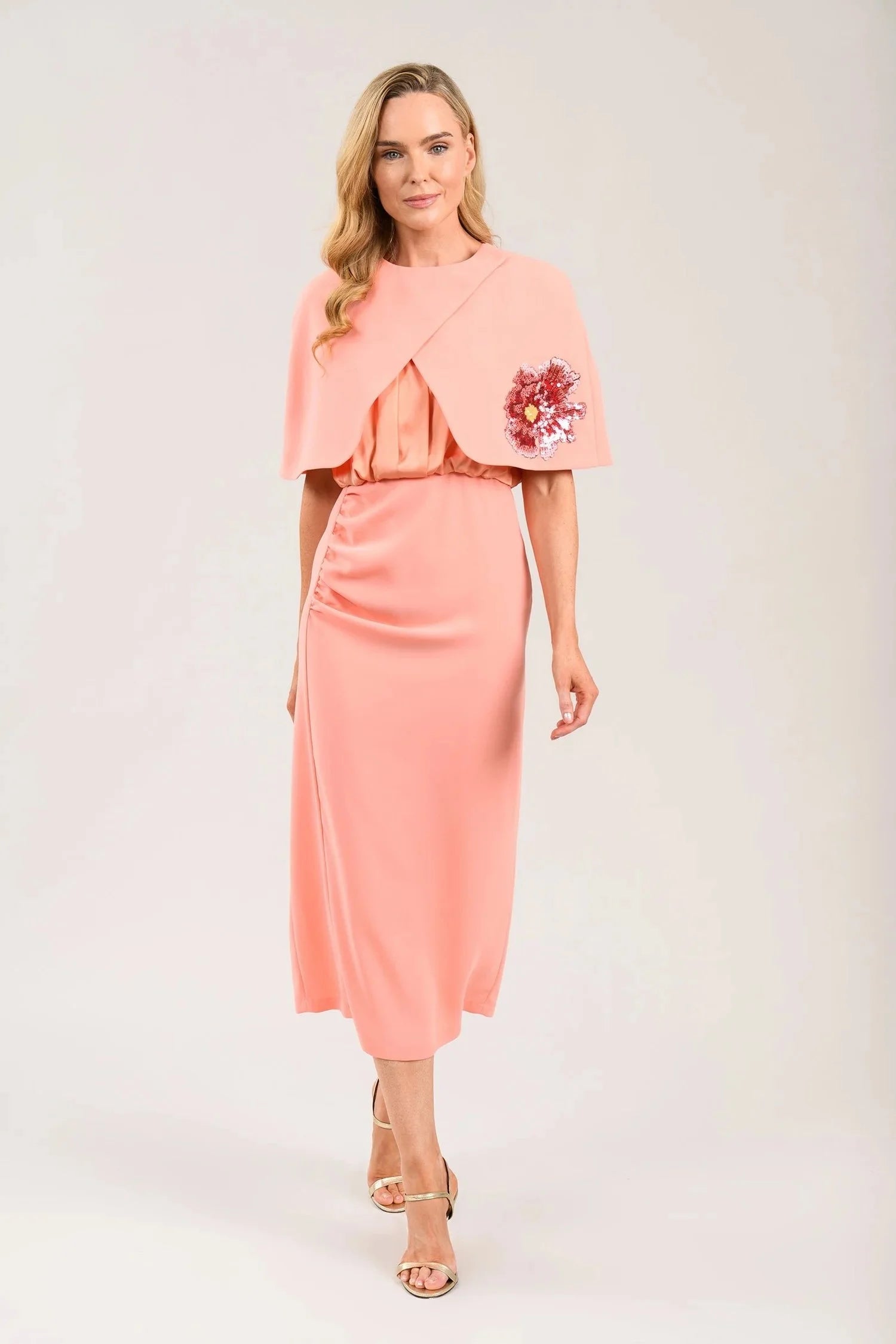 Missy Apricot Dress And Cape