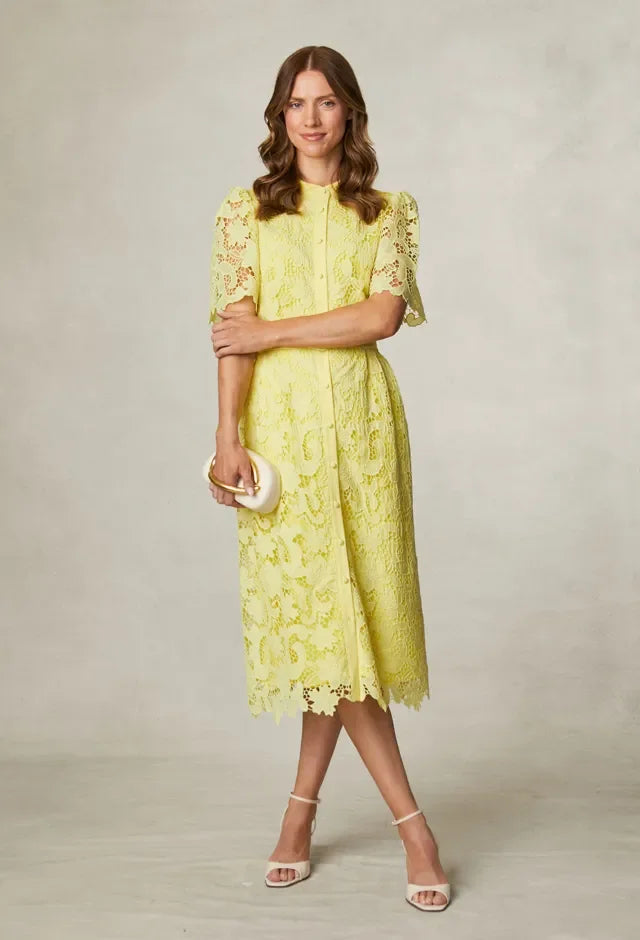 Kellise Yellow Lace Dress – Fusion Fashion