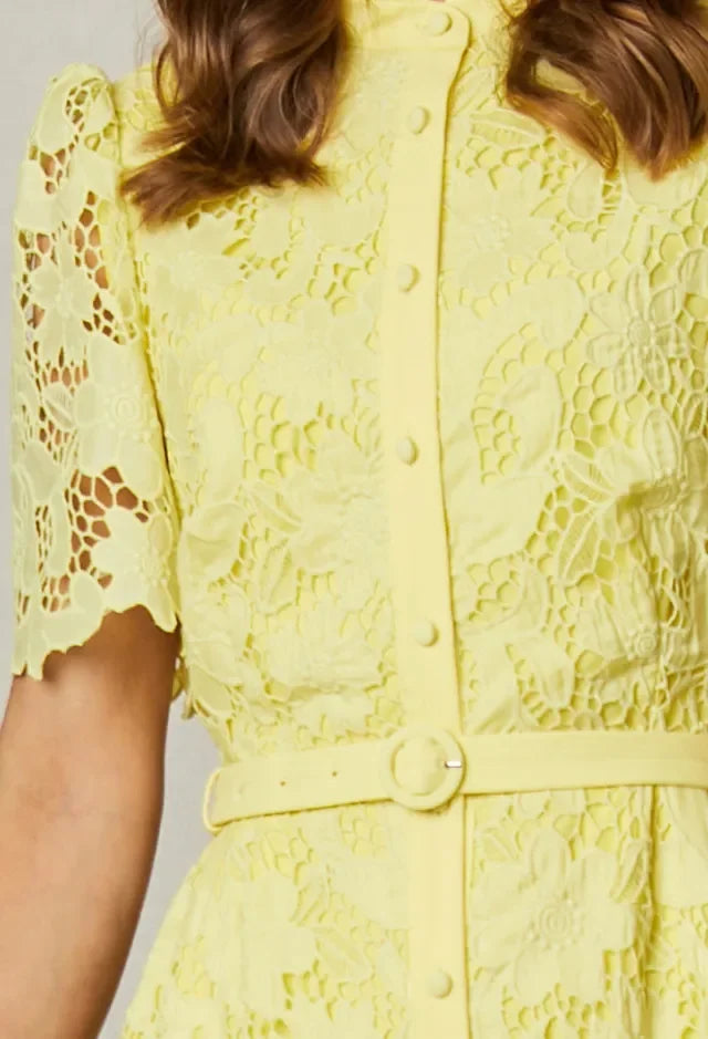 Kellise Yellow Lace Dress – Fusion Fashion