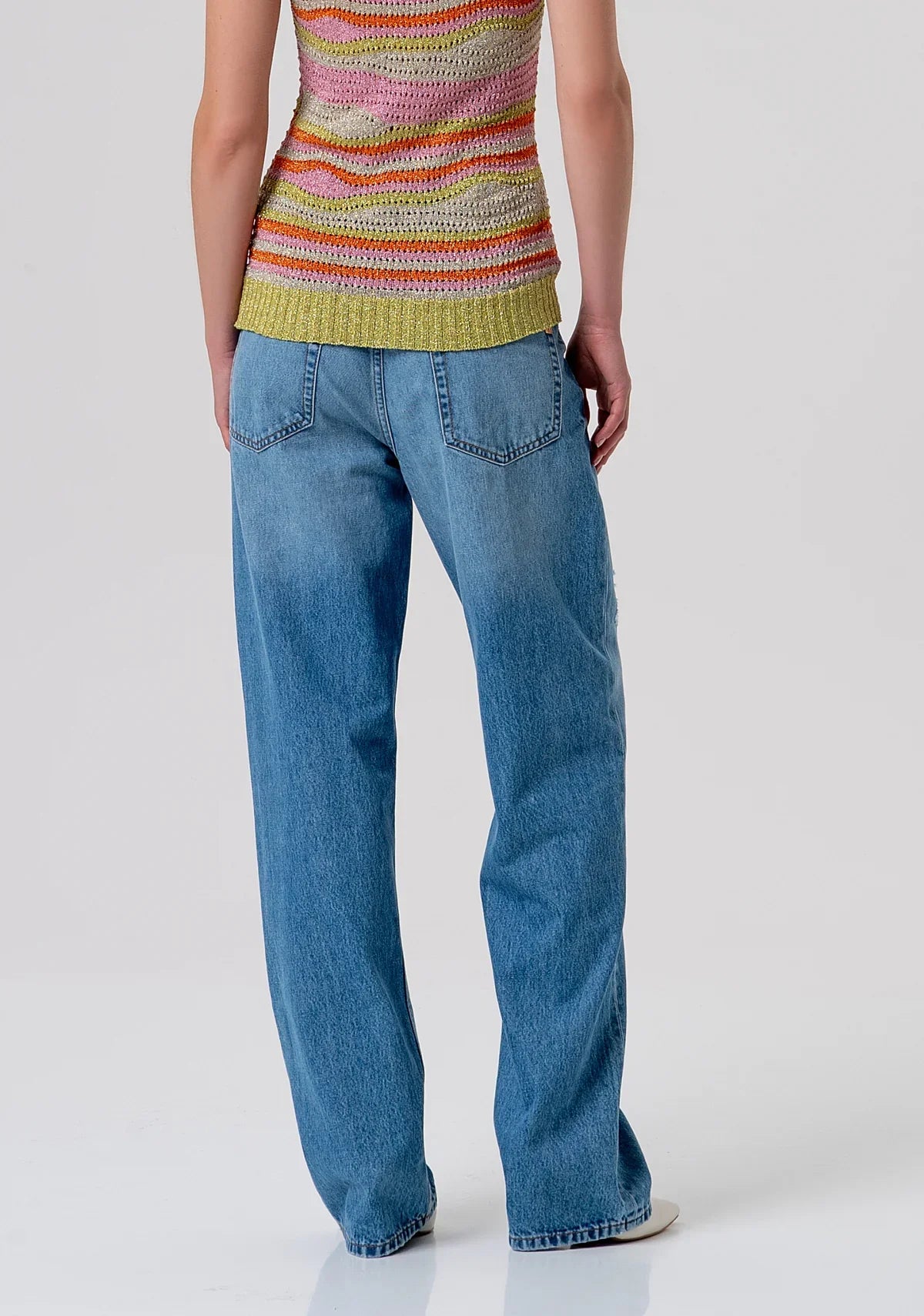 Mid-Wash Wide Leg Jean With Cuff