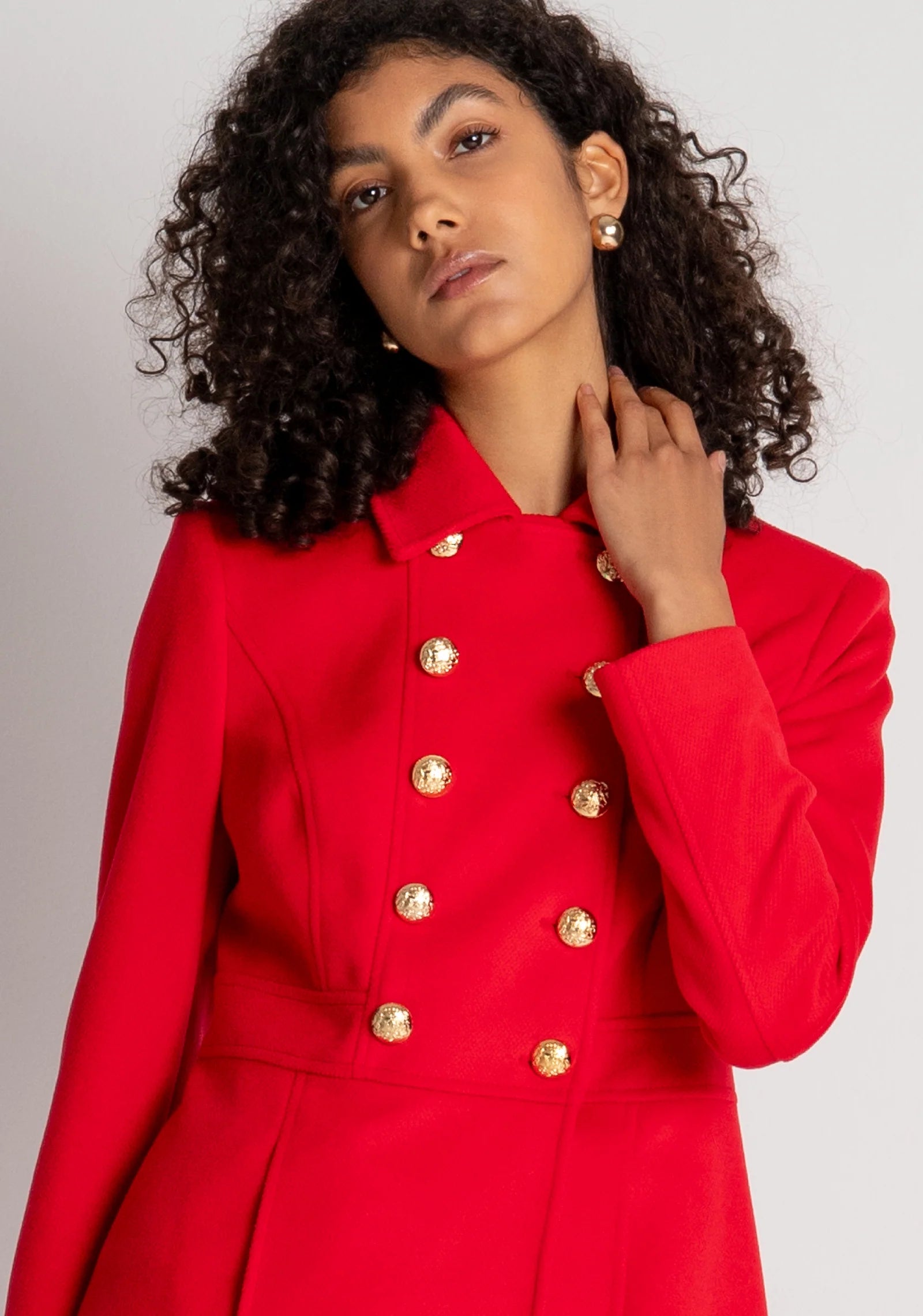 Annie Red Short Double-Breasted Coat