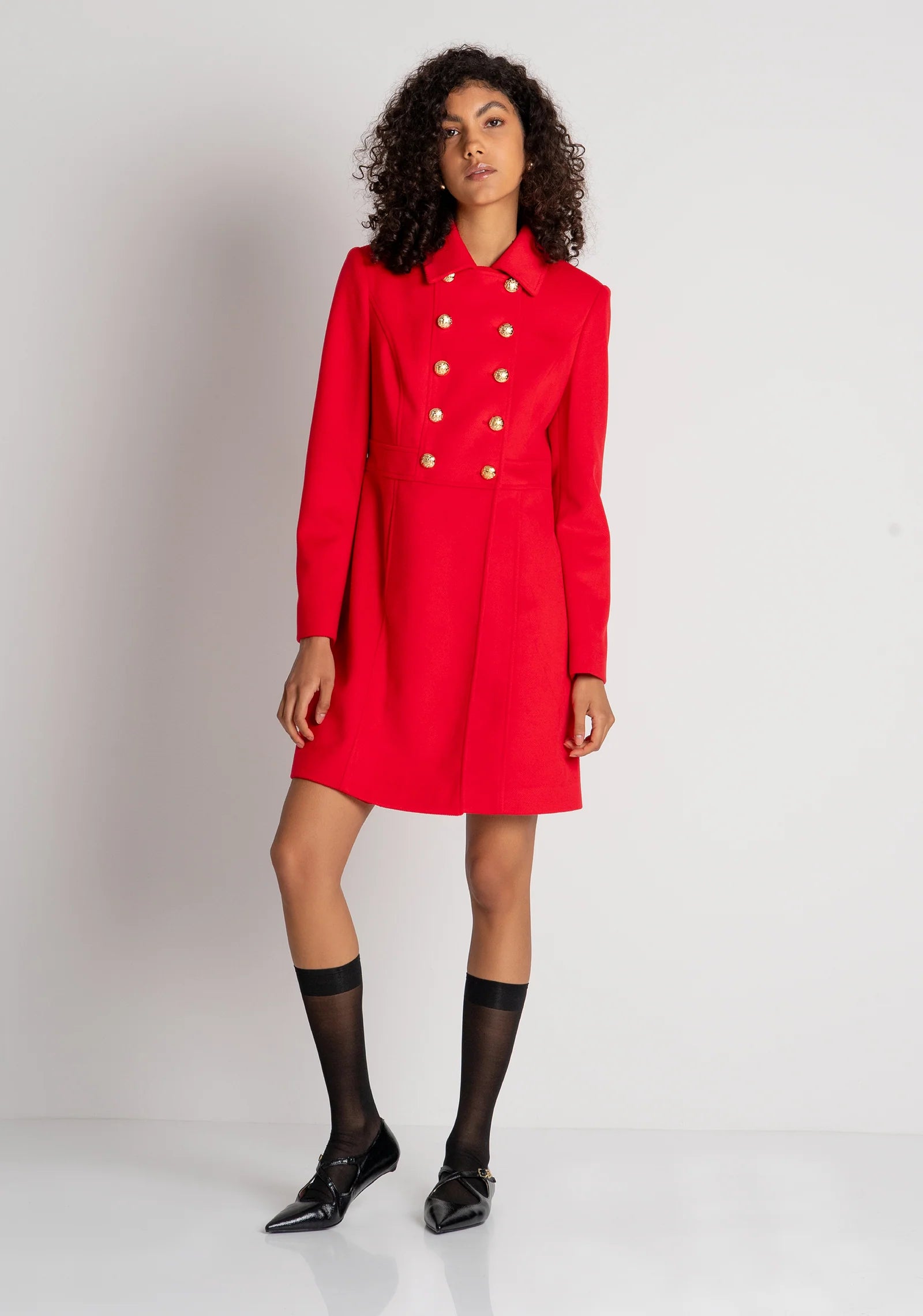 Annie Red Short Double-Breasted Coat