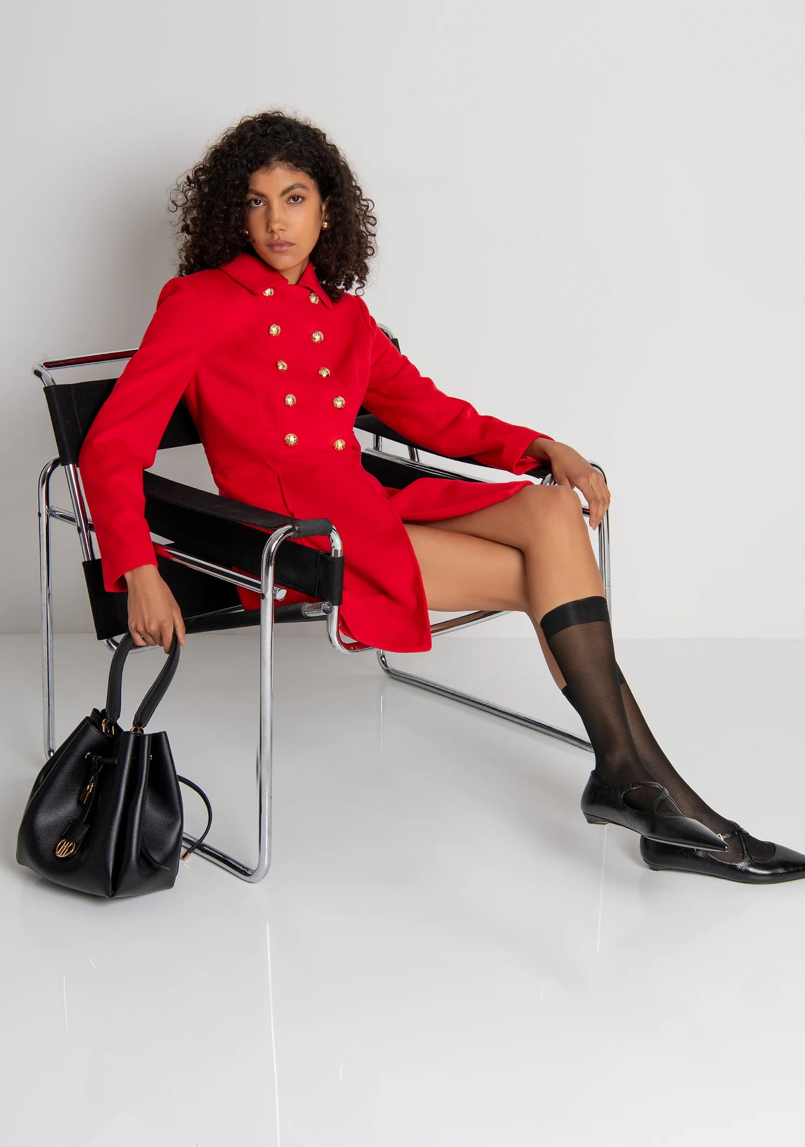 Annie Red Short Double-Breasted Coat