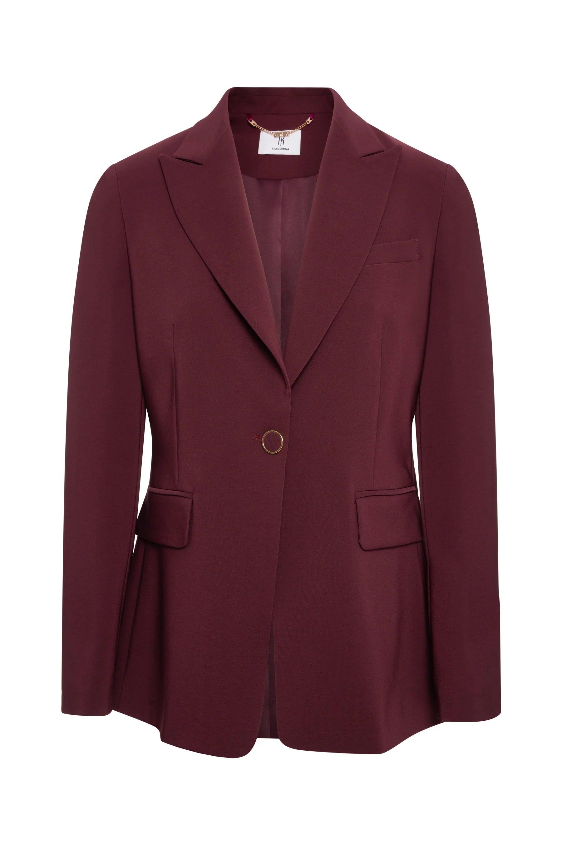 Tia Burgundy Single-Breasted Blazer