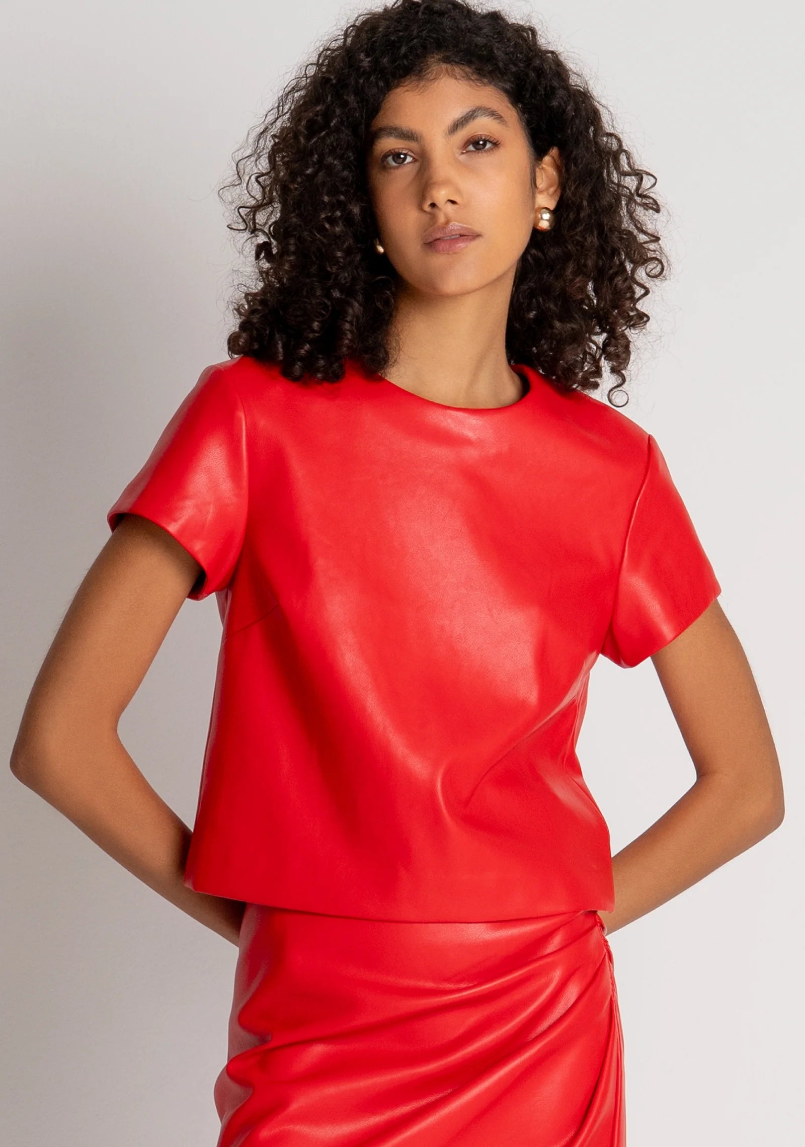 Roxy Red Leather Top
