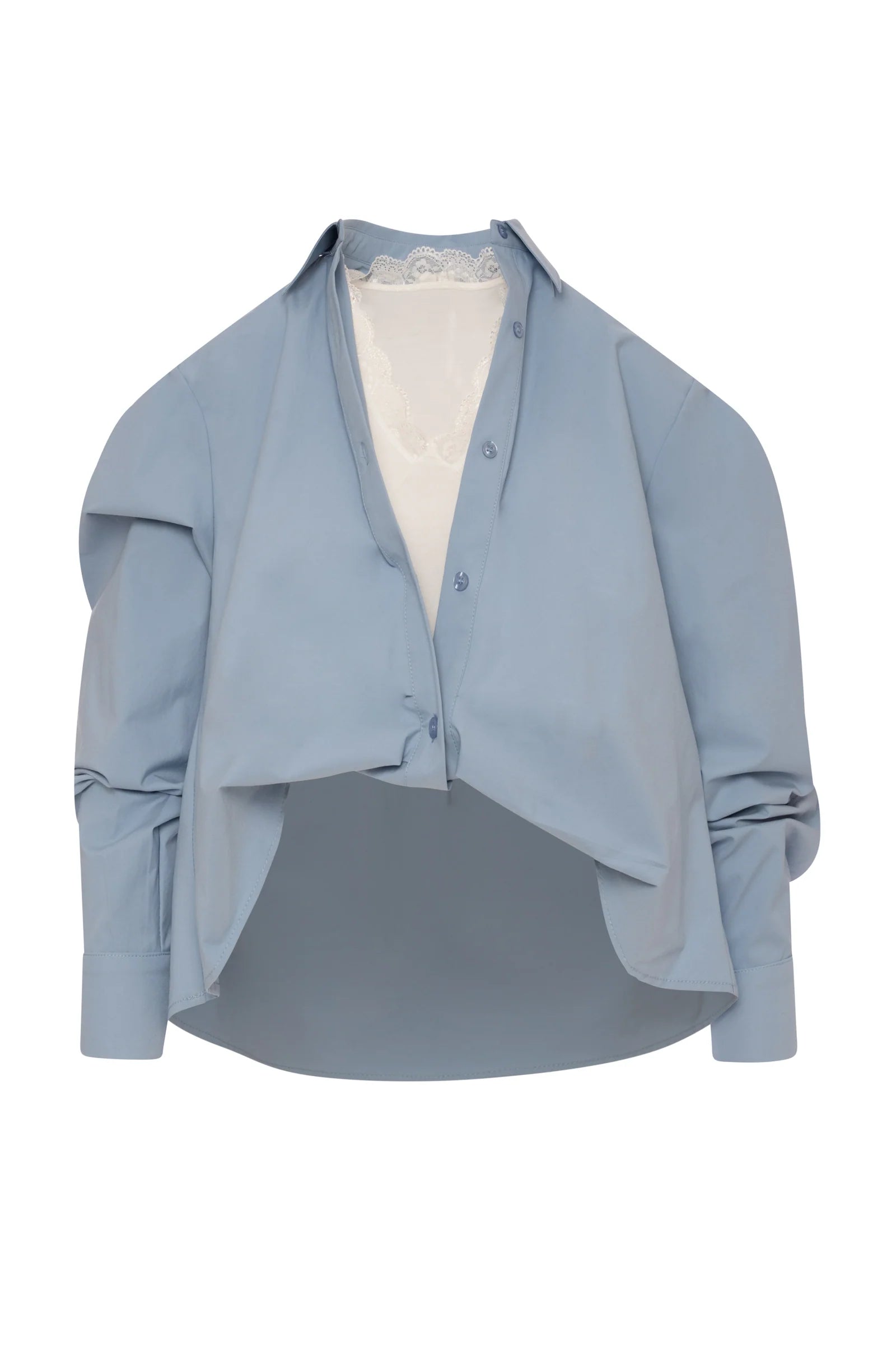 Romy Blue Shirt with Inbuilt Cami Front