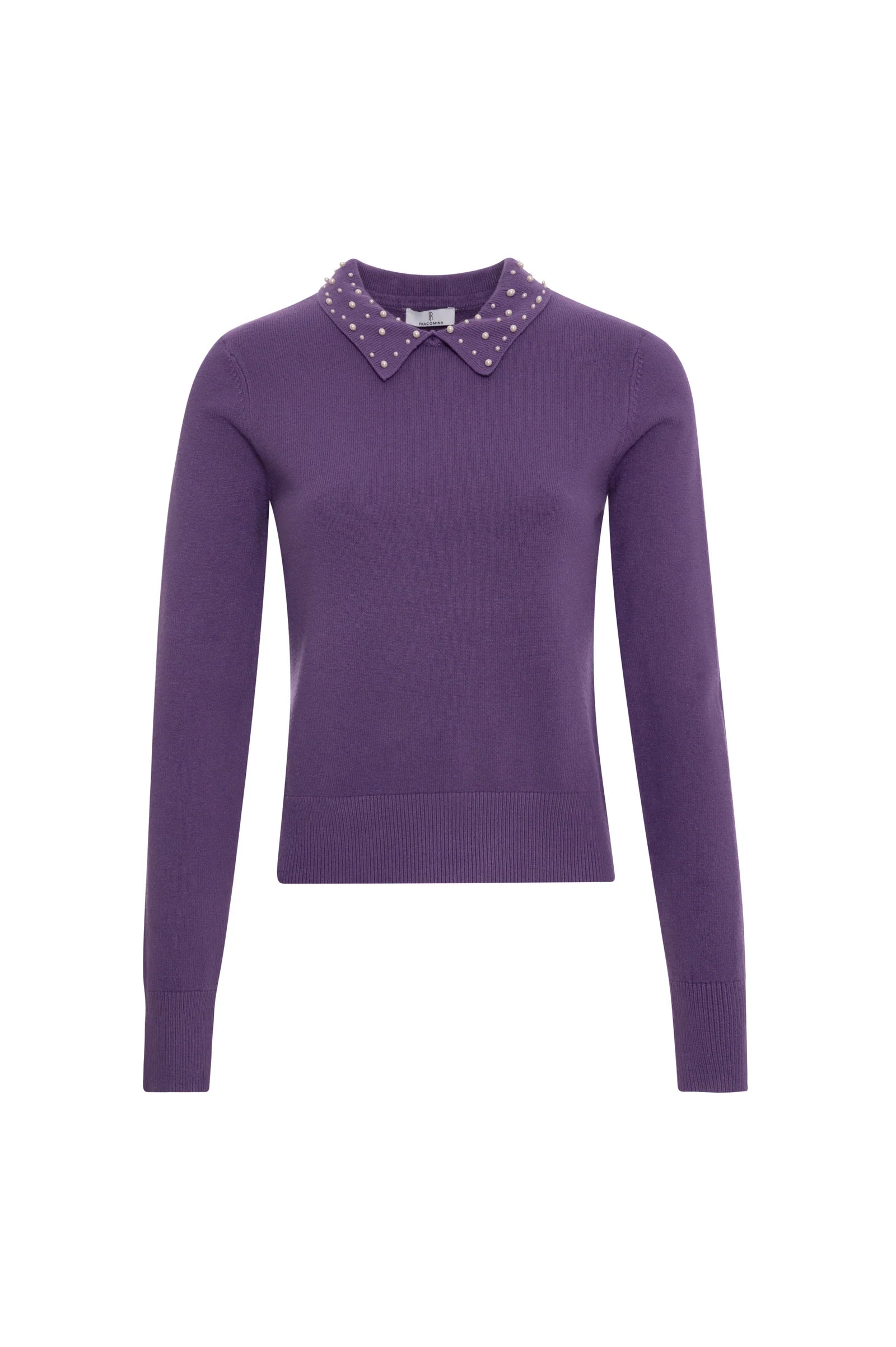 Leona Purple Slim Knit Sweater with Pearls