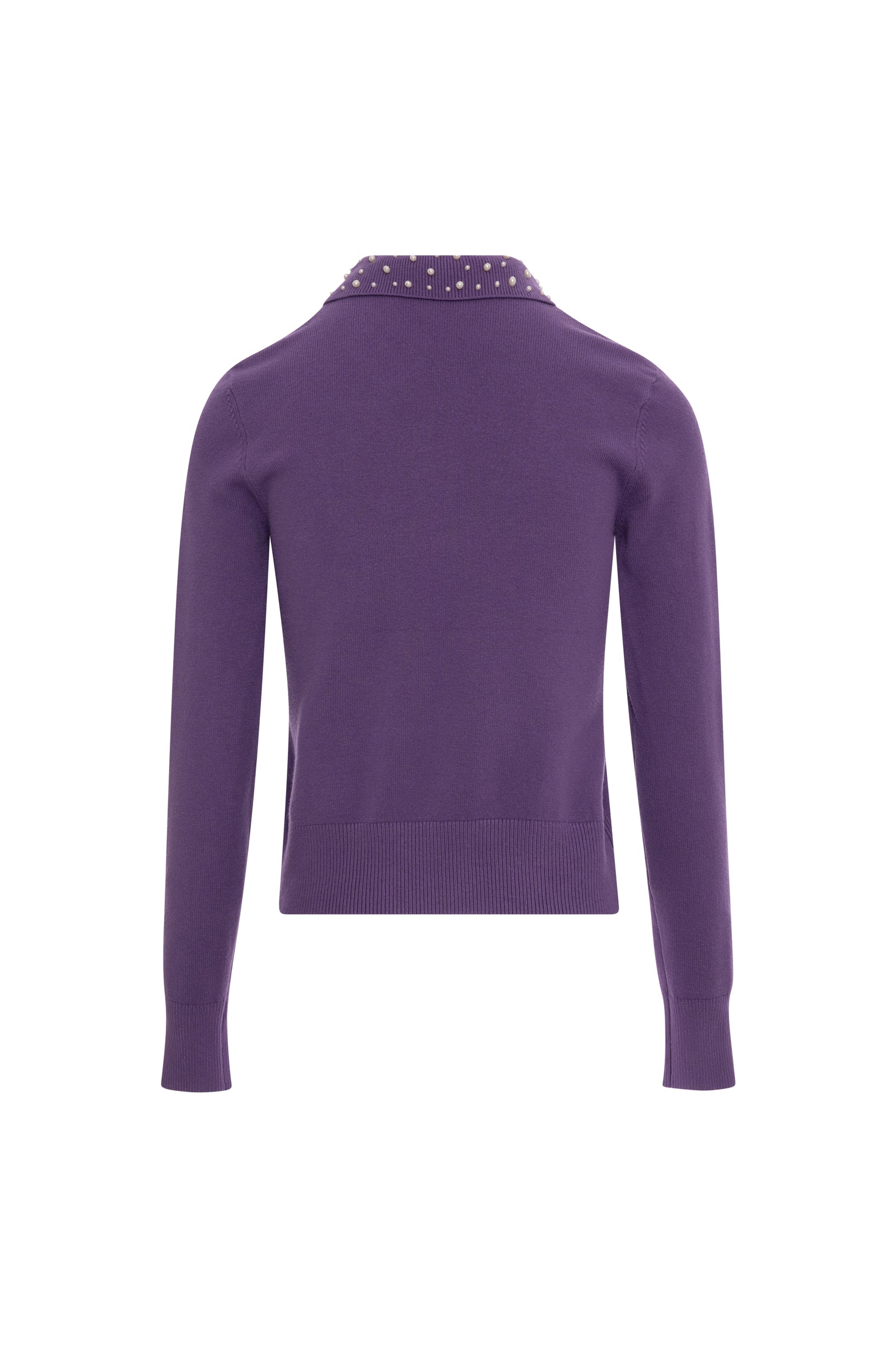 Leona Purple Slim Knit Sweater with Pearls