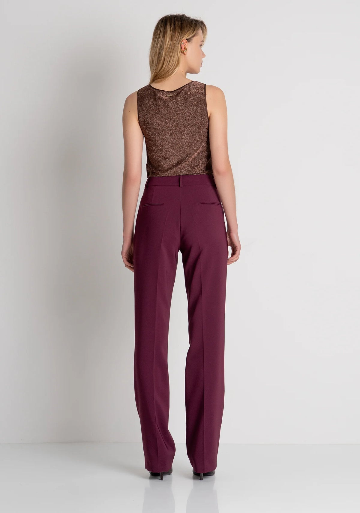 Jane Burgundy Bootcut Chino Trouser