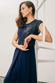 Feya Sequin Dress in Navy