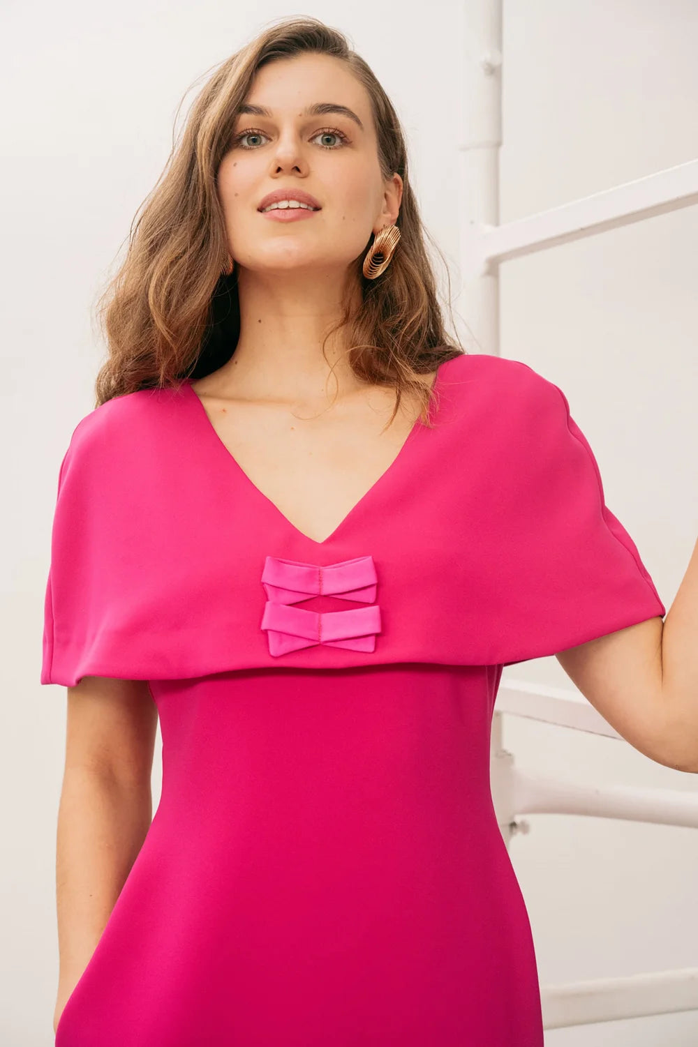 Giselle Bow Dress in Fuchsia