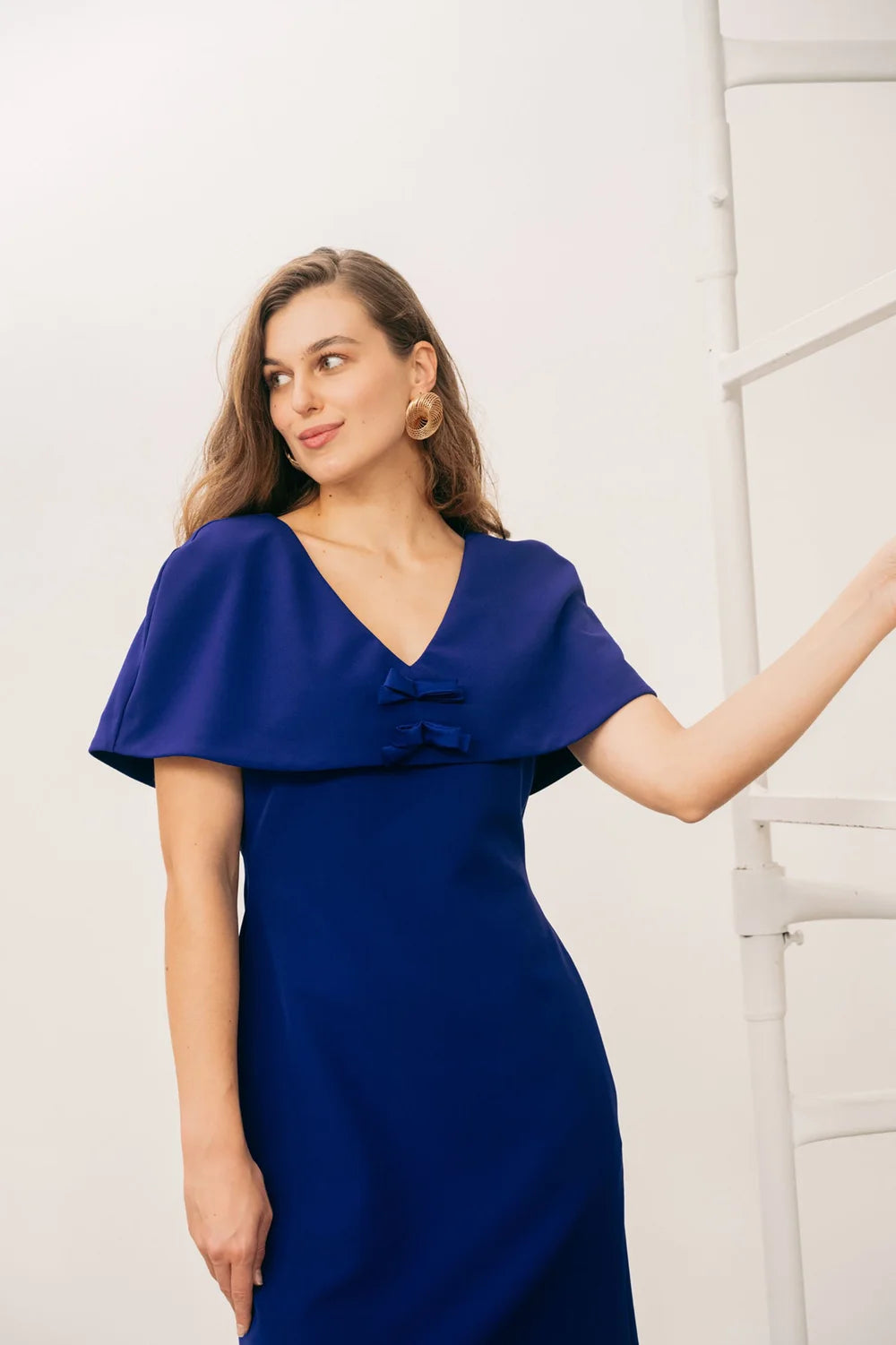 Giselle Bow Dress in Blue Mauve