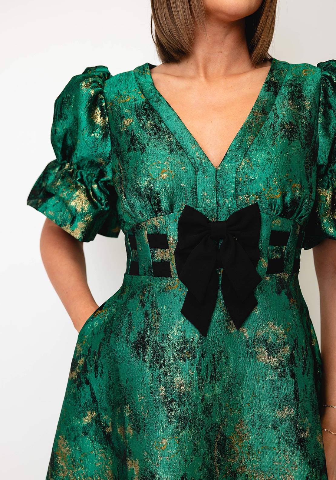 Callie Metallic Emerald Dress