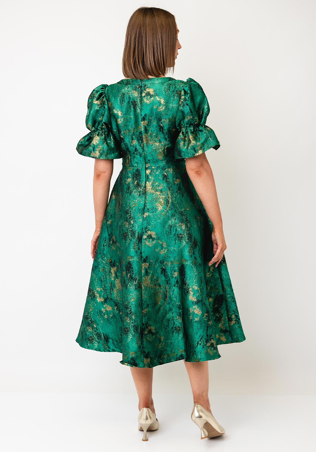 Callie Metallic Emerald Dress