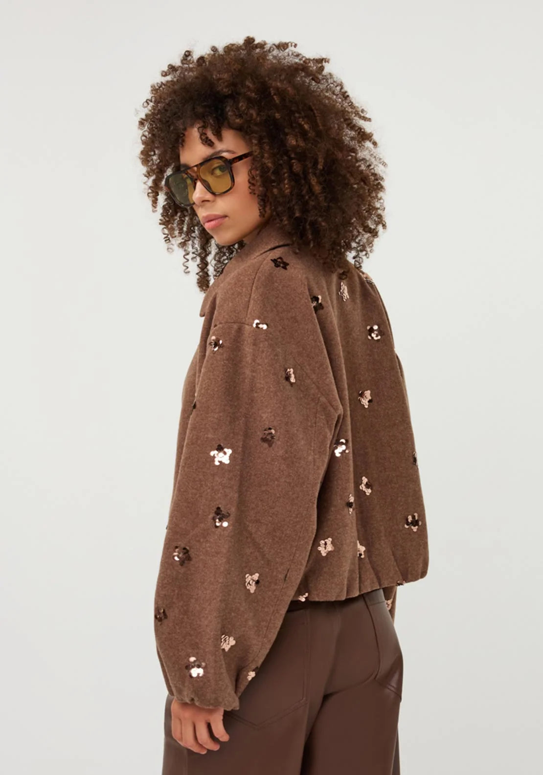Lyra Coffee Sequin Jacket