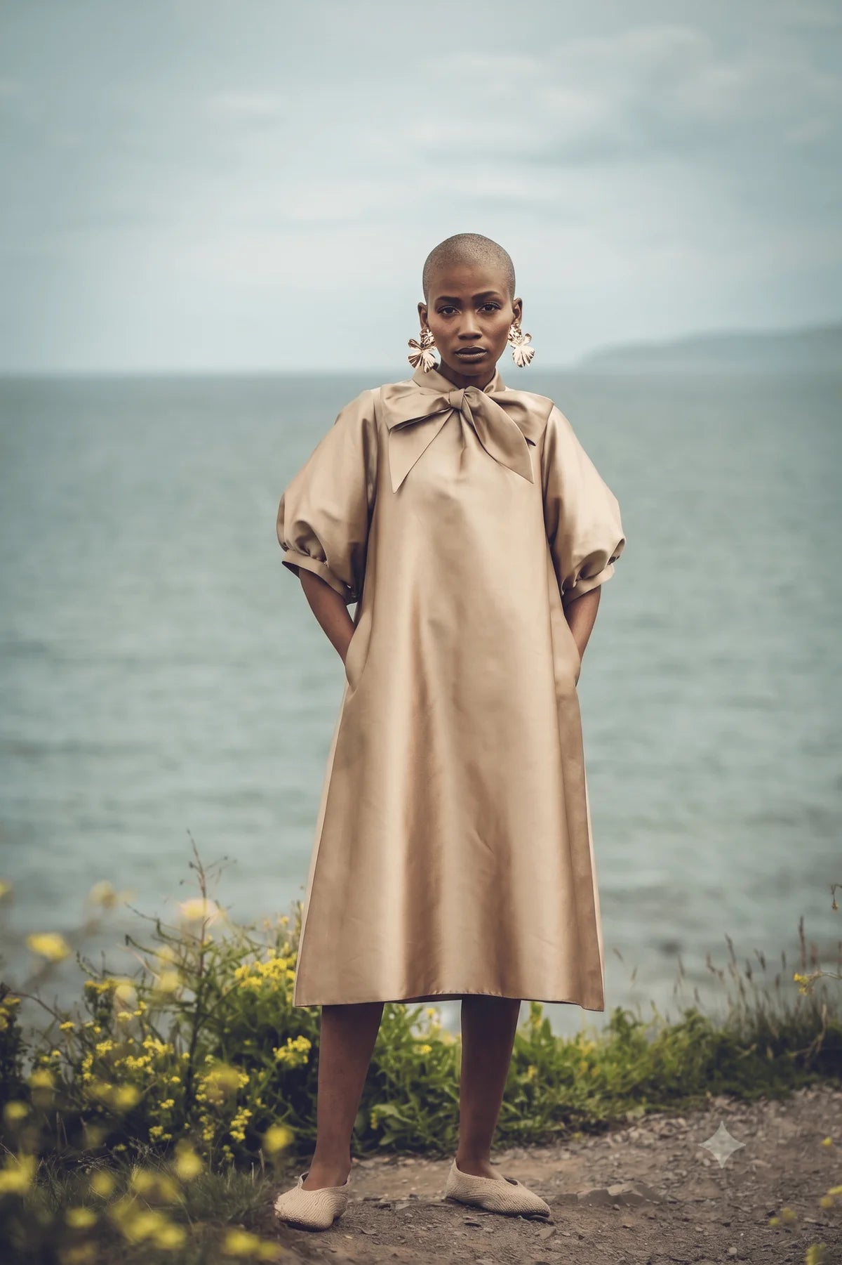 Roisin Linnane Chloe Taffeta Dull Gold Dress