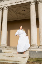 Roisin Linnane Halston White Jacquard Skirt