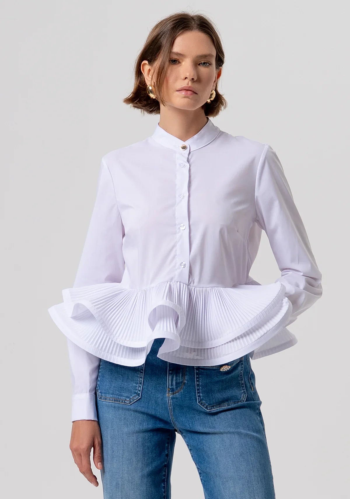 Carly White Frill Shirt
