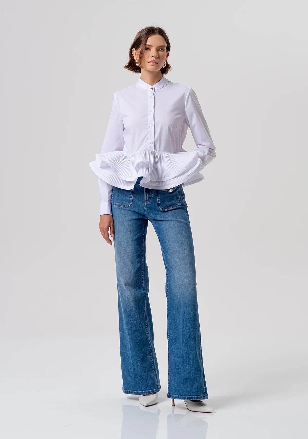 Carly White Frill Shirt