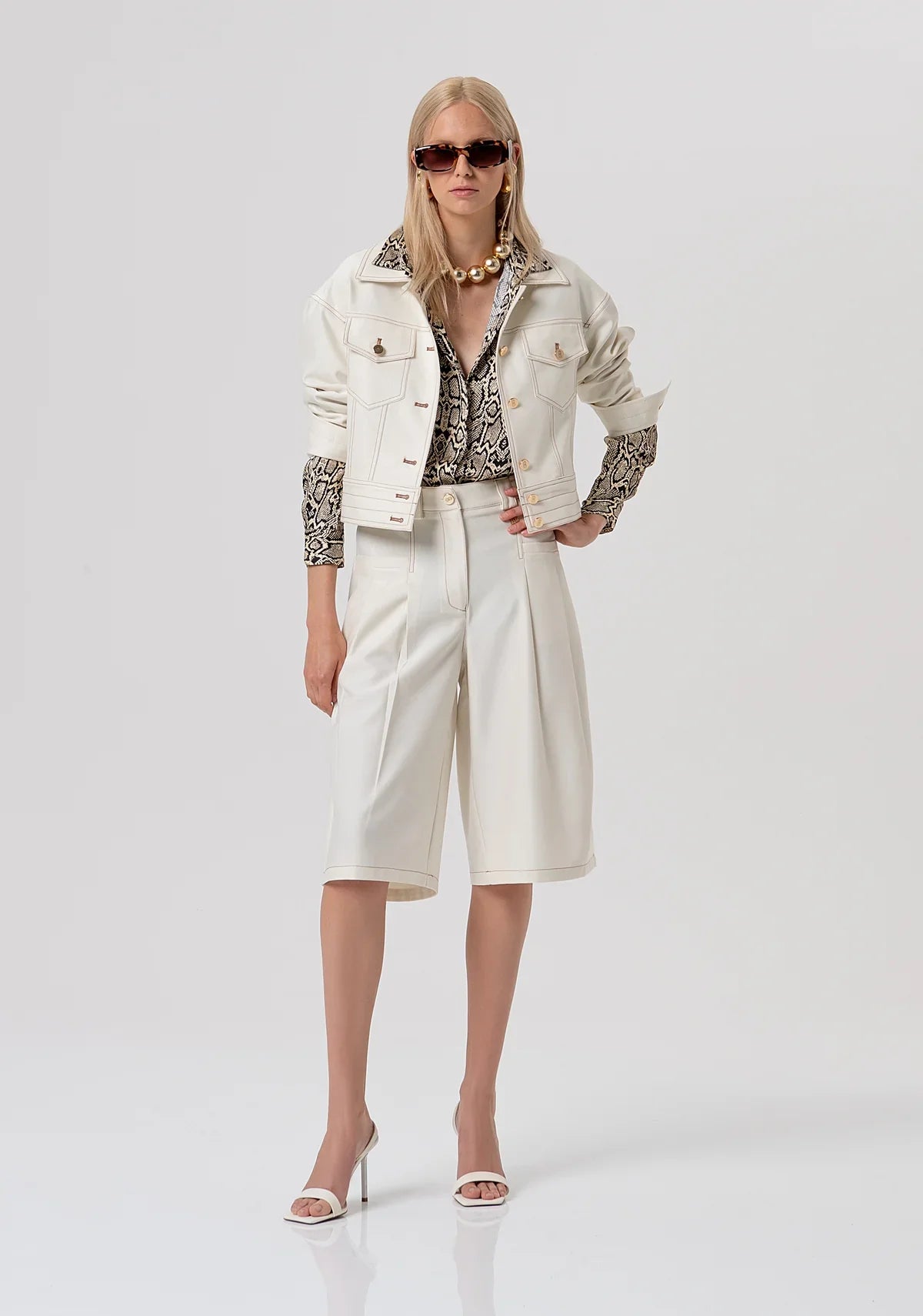 Annie Cream Bermuda Shorts
