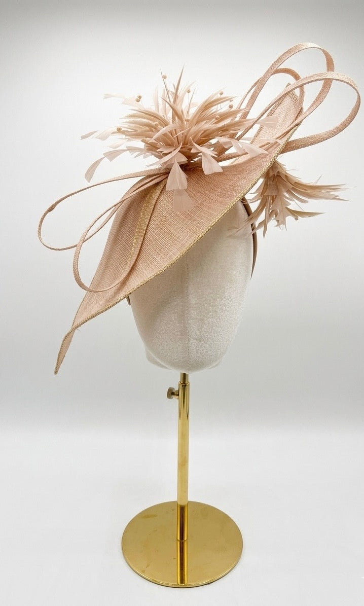 Gold Fascinator with Flowers & Pearls