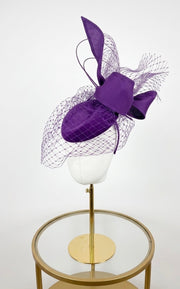 Violet Fascinator with Bow & Netting