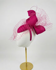 Fuchsia Pink Fascinator with Bow & Netting