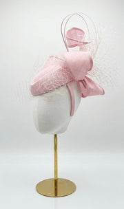 Baby Pink Fascinator with Bow & Netting