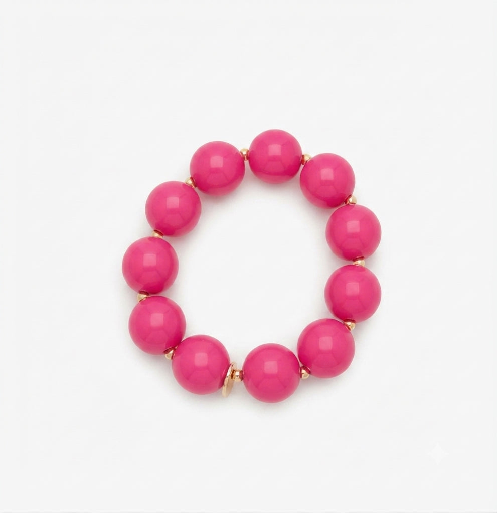 Fuchsia Pink Beaded Bracelet