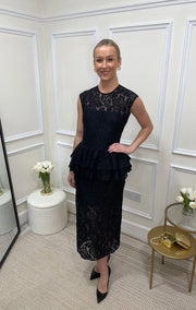 Paris Black Lace Peplum Dress