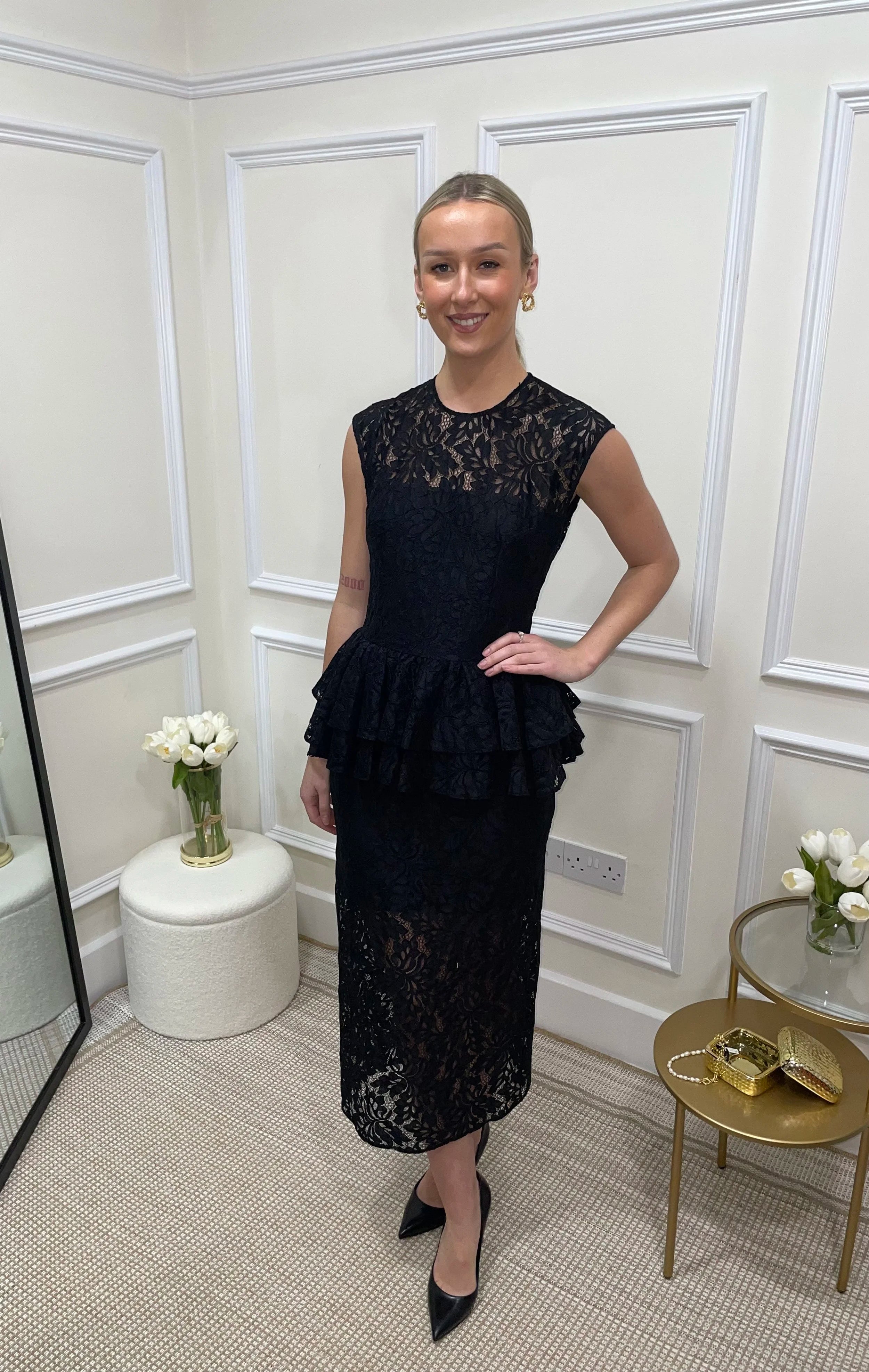 Paris Black Lace Peplum Dress