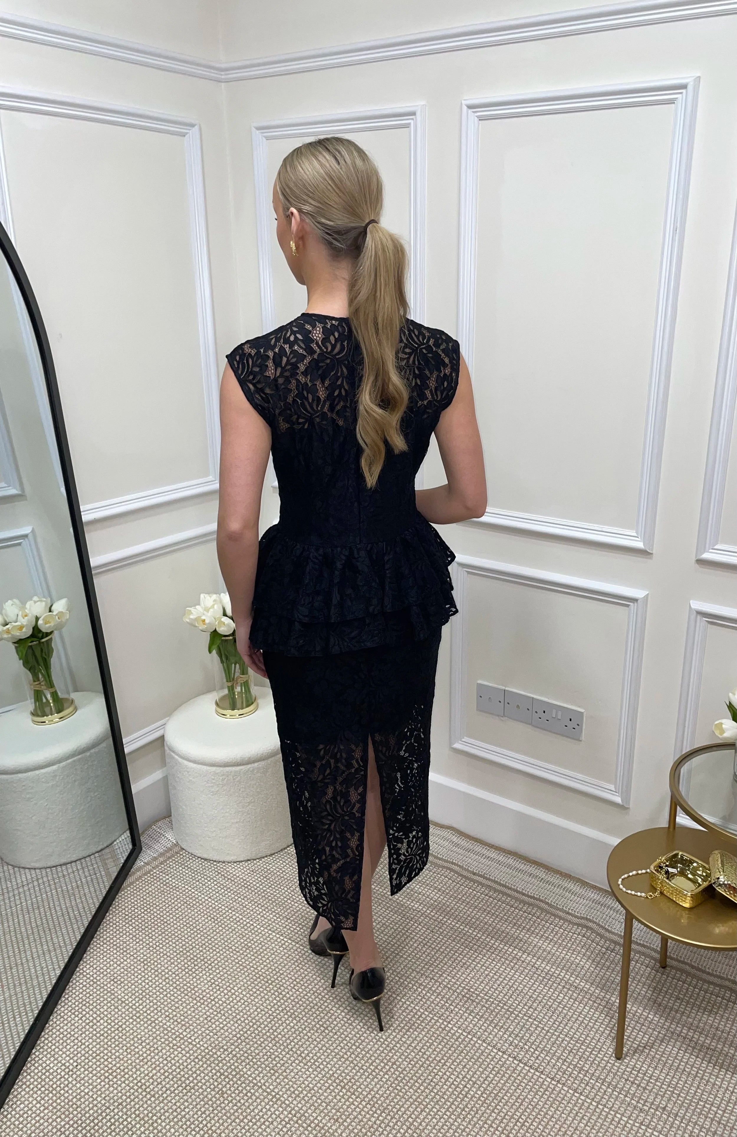 Paris Black Lace Peplum Dress