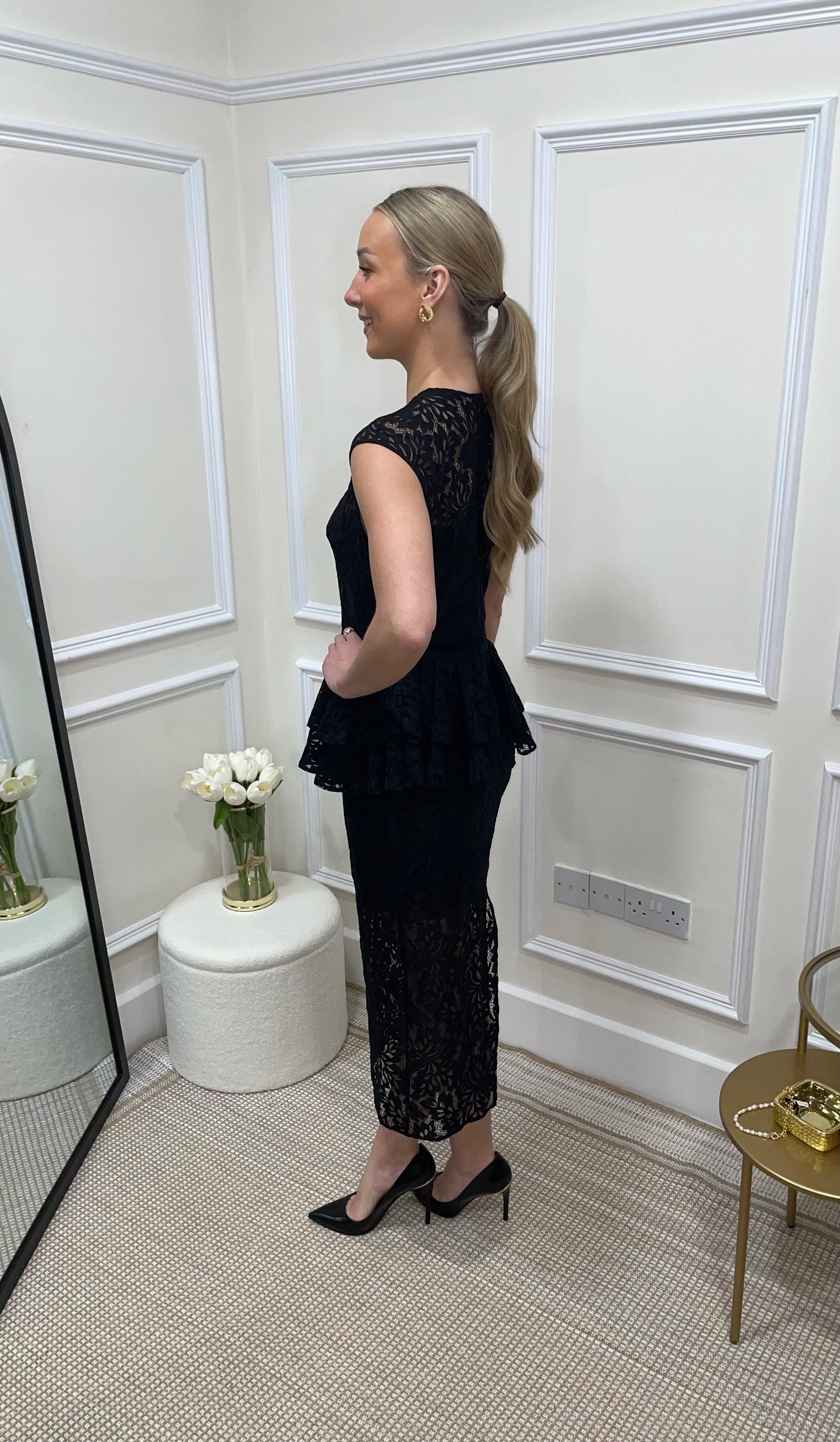 Paris Black Lace Peplum Dress