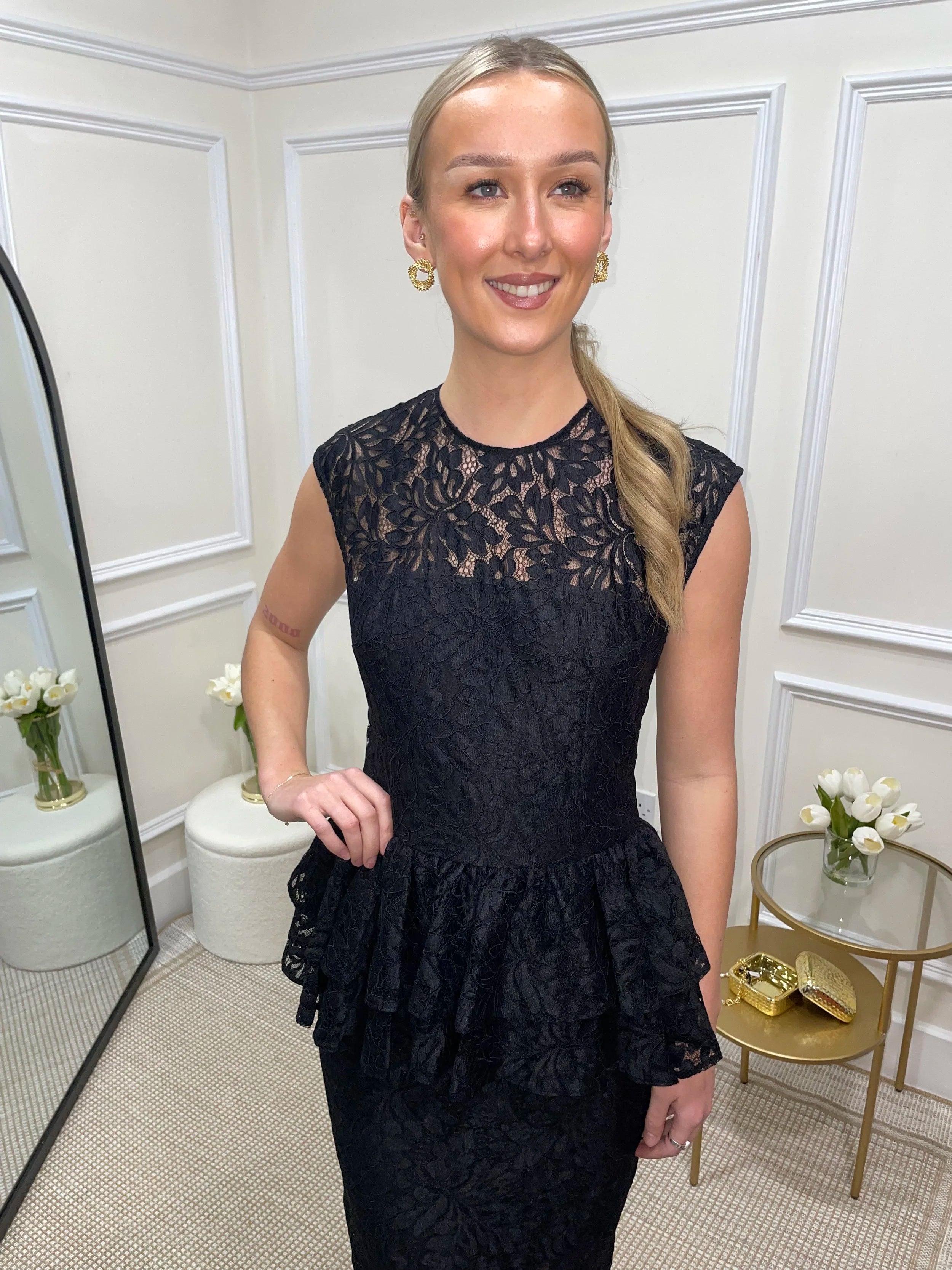 Paris Black Lace Peplum Dress