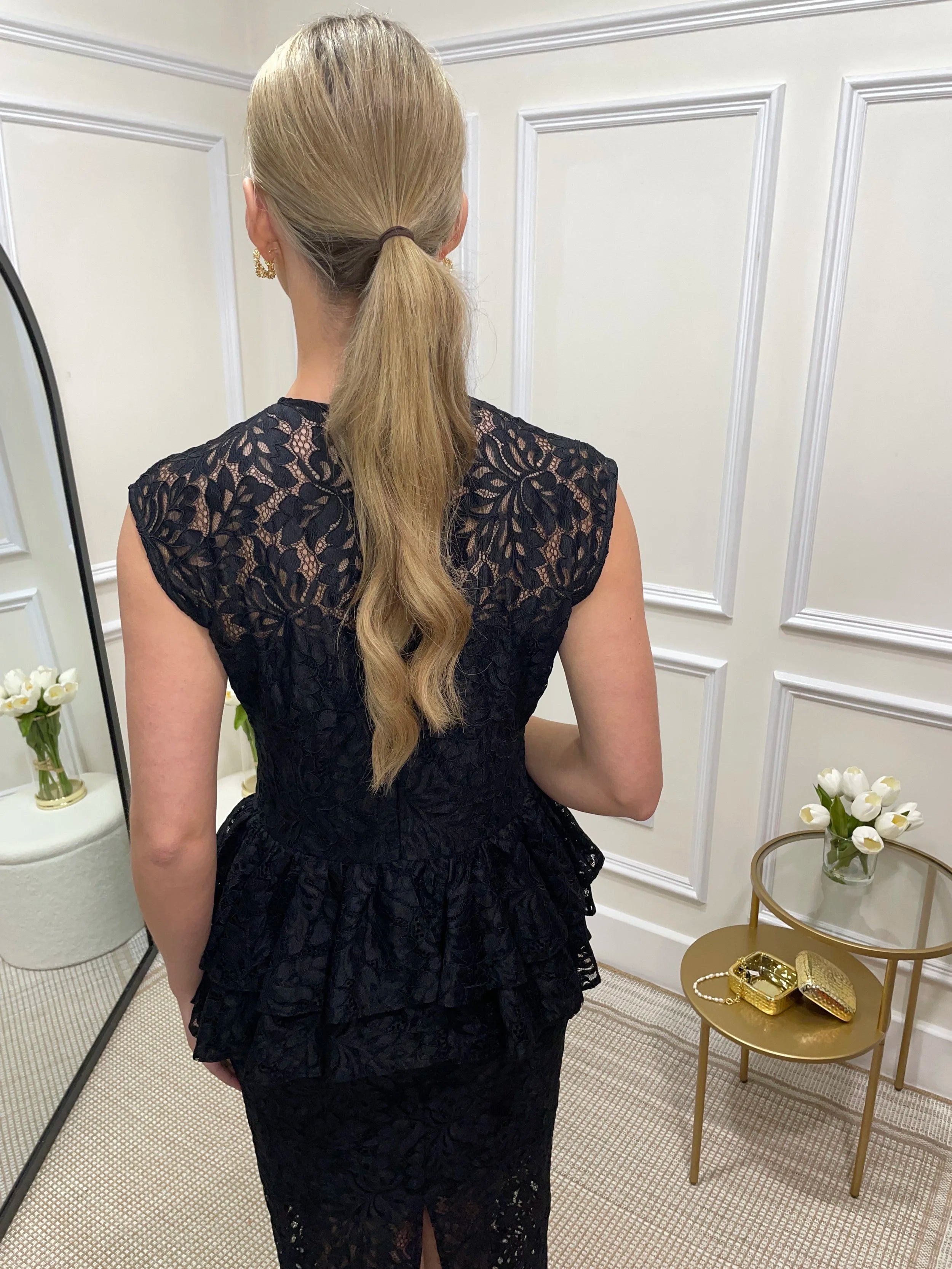 Paris Black Lace Peplum Dress