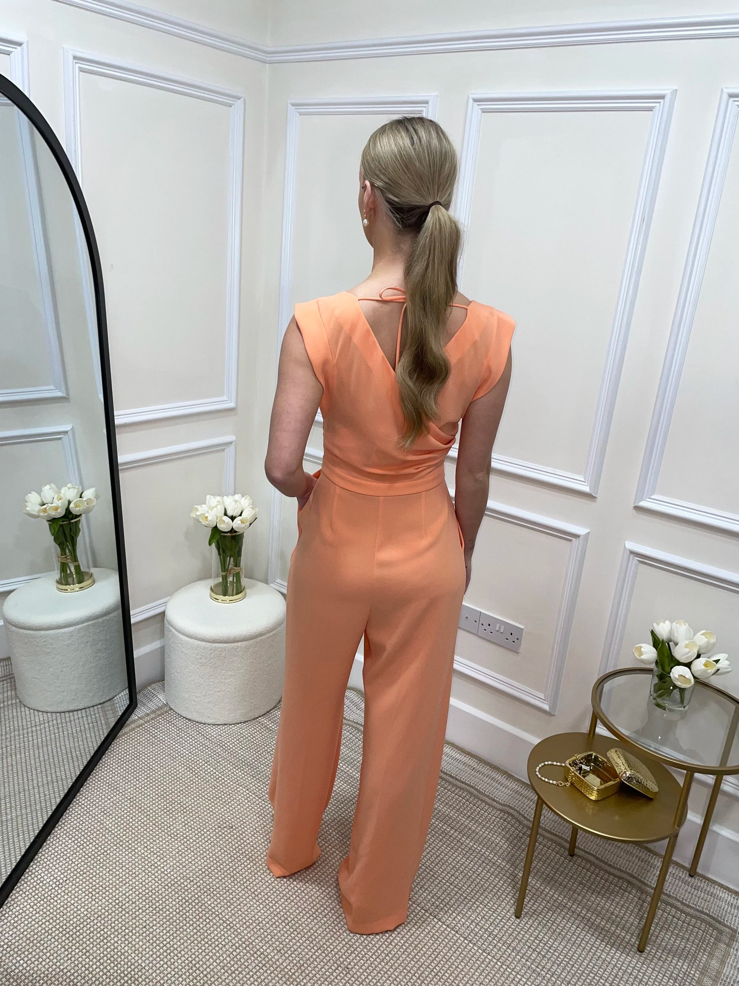 Edweena Bright Coral Jumpsuit