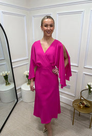 Mia Fuchsia Pink Cape Dress