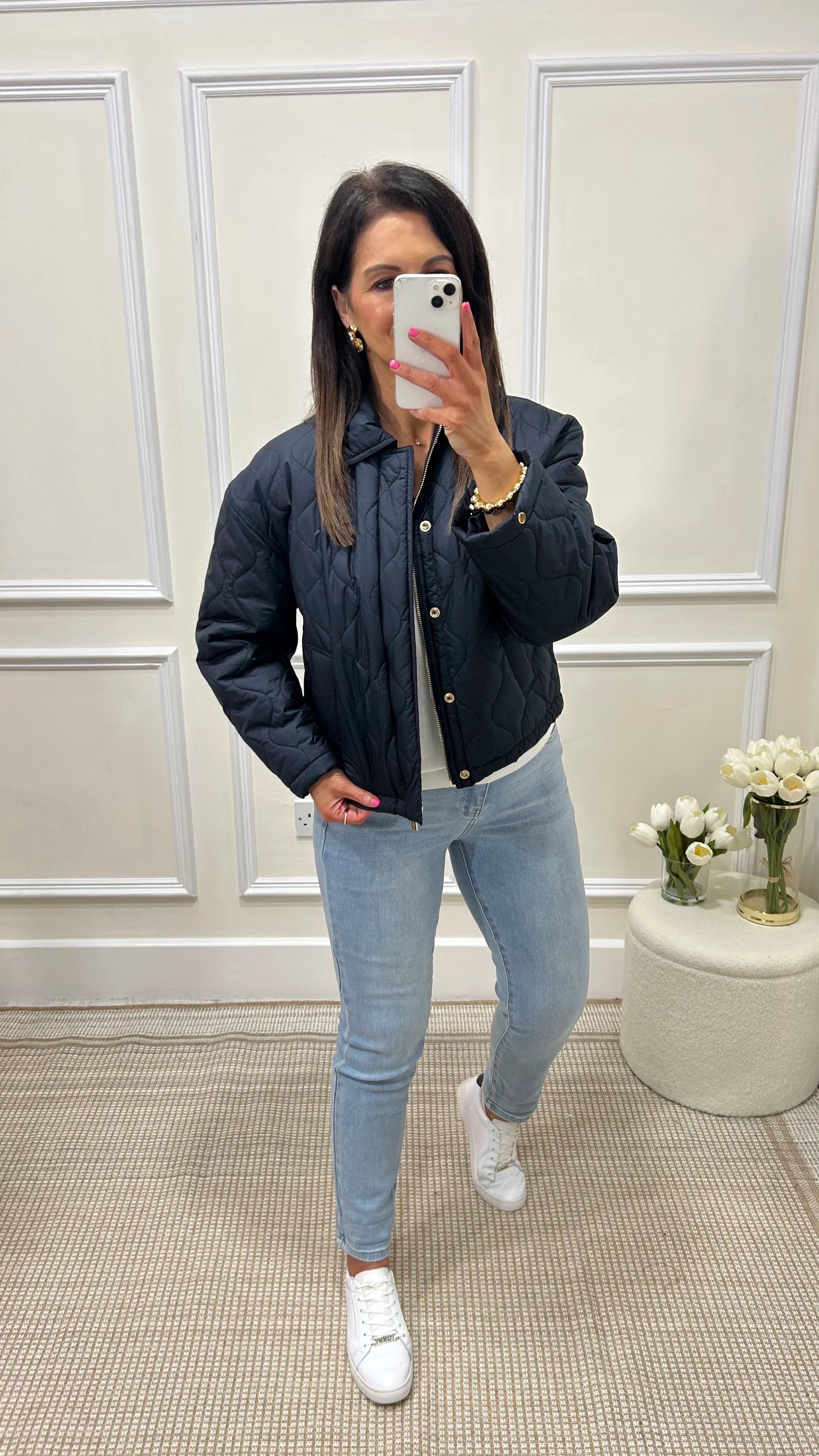 MIA Navy Quilted Short Jacket