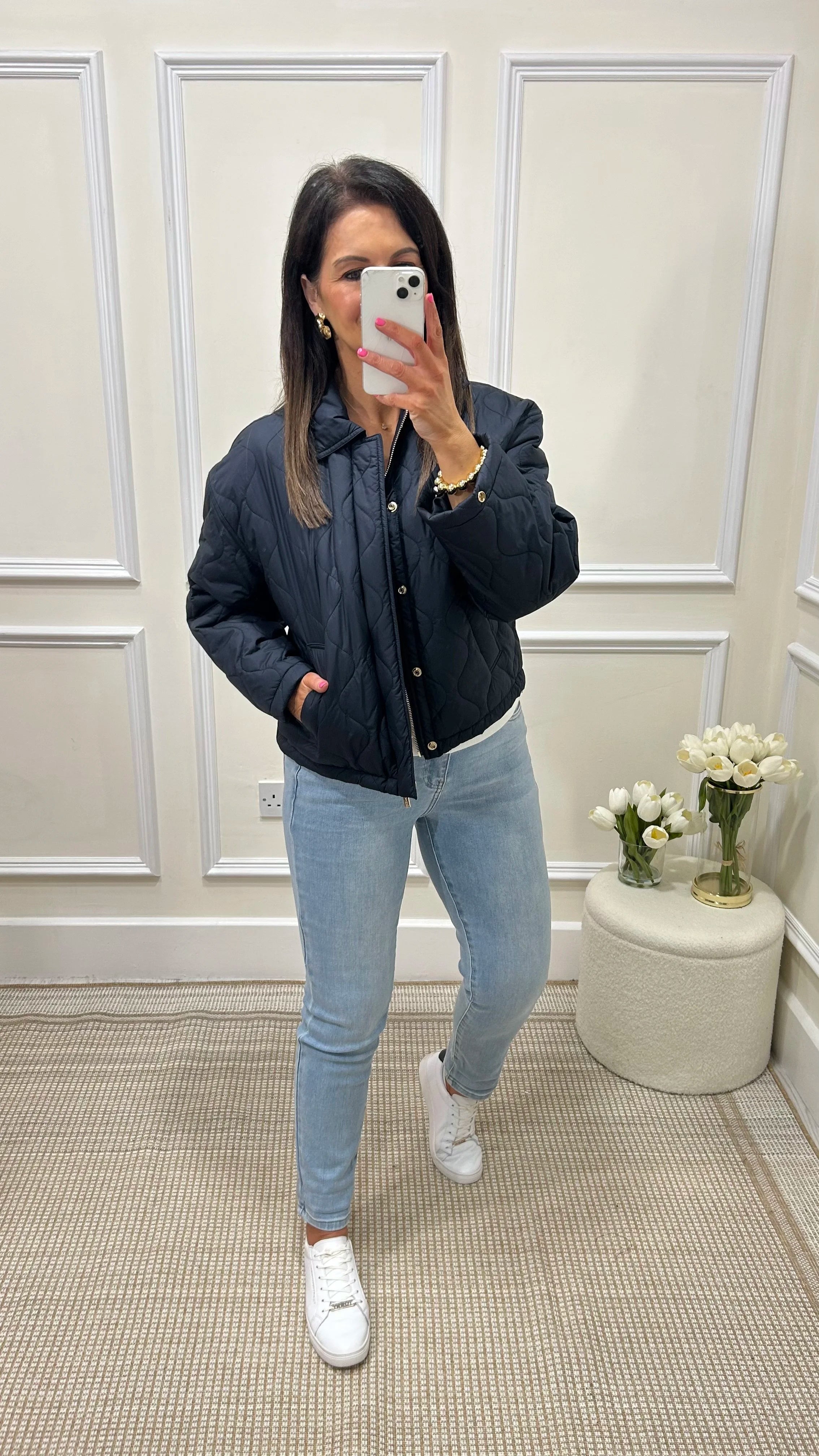 MIA Navy Quilted Short Jacket