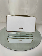 Lodi Lila White Clutch