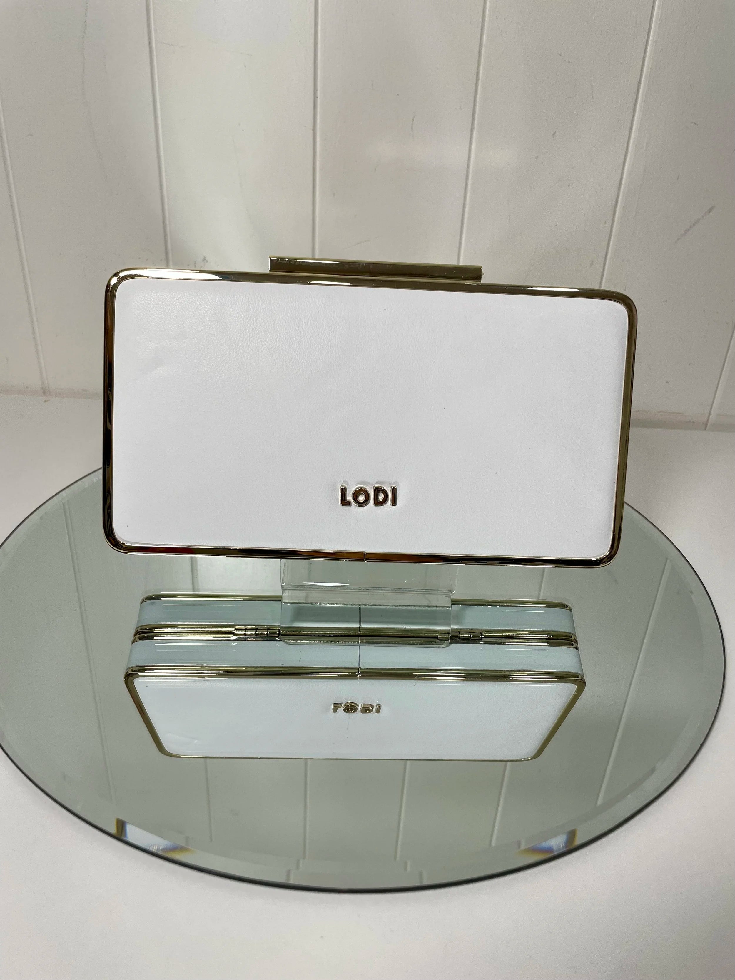 Lodi Lila White Clutch