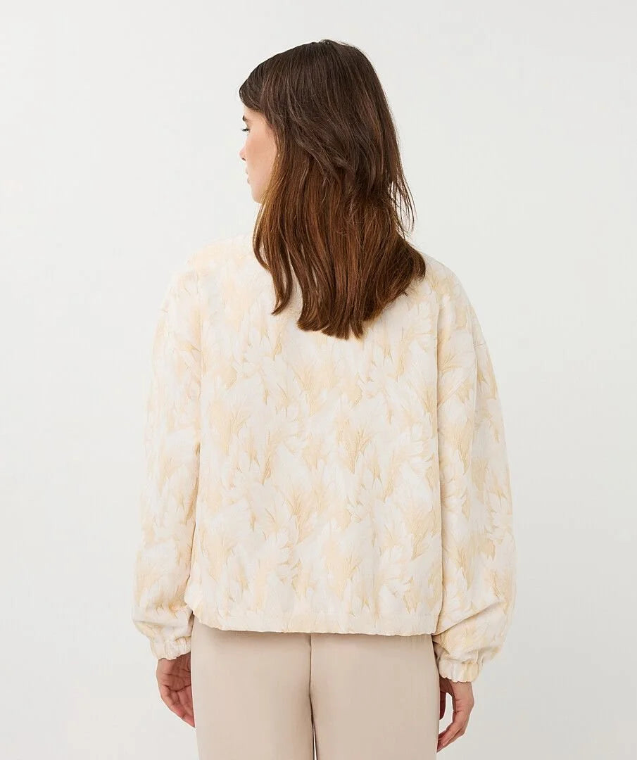 Savanah Cream/Gold Feather Print Bomber