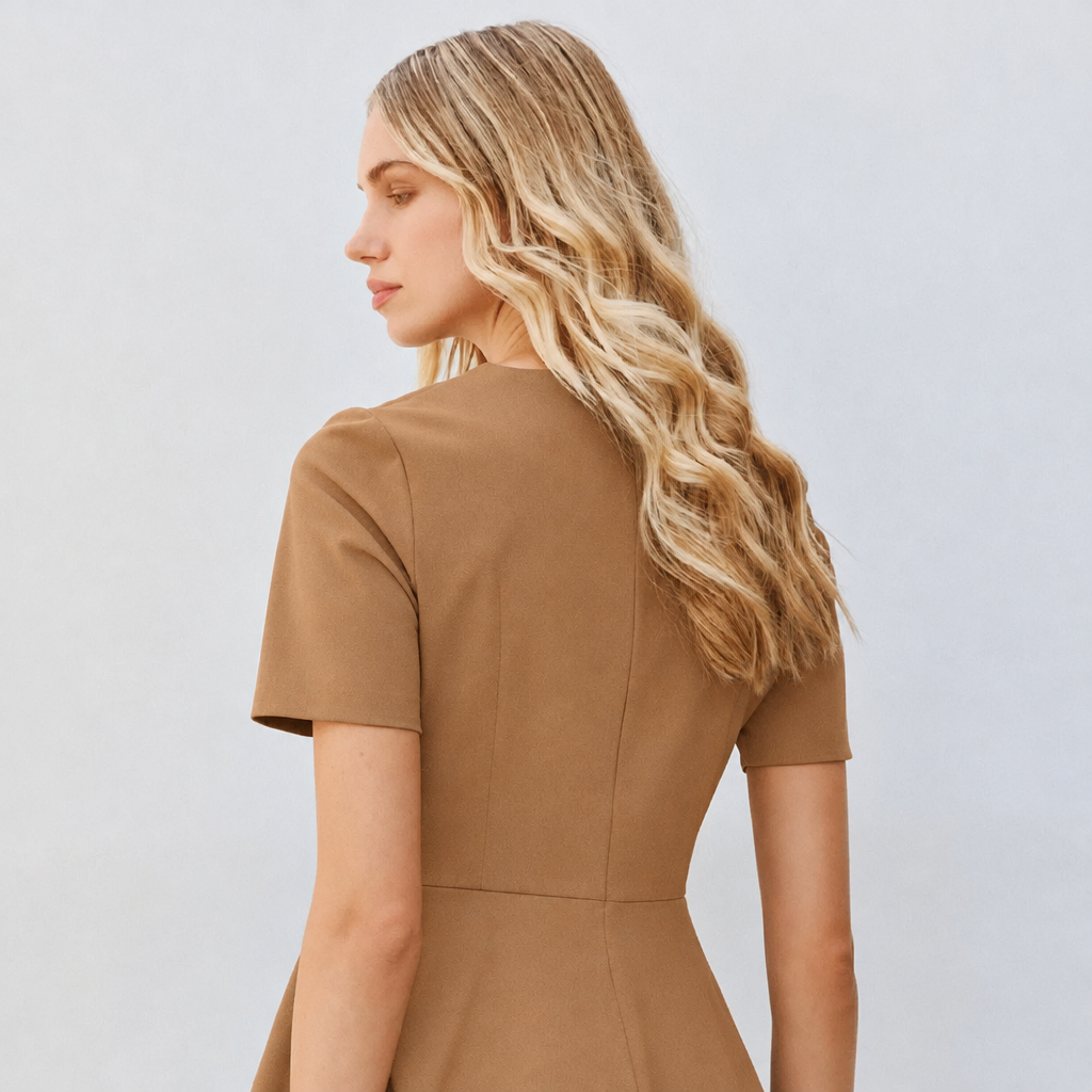 Carrie Camel Peplum Blouse