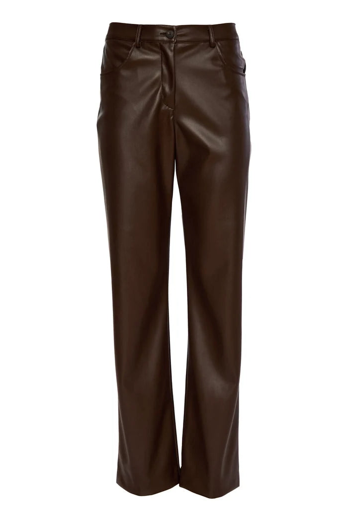 Brooke Chocolate Brown Faux Leather Trousers