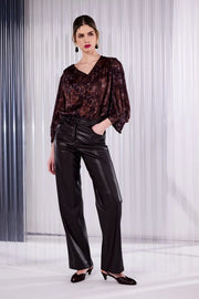 Brooke Black Faux Leather Trousers
