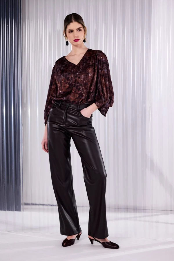 Brooke Black Faux Leather Trousers