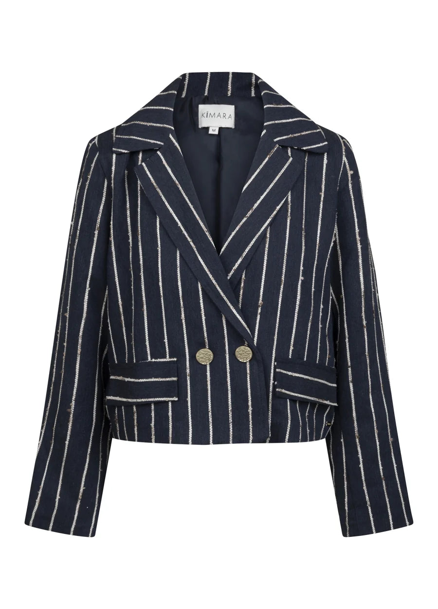 Ventro Striped Navy Blazer